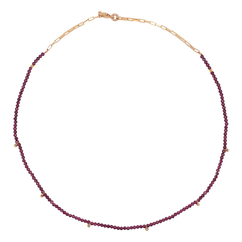 Spiral wire necklaces-Gold Plated Necklace w. Garnet