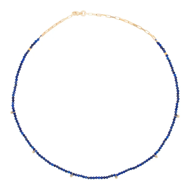 Glossy enamel necklaces-Gold Plated Necklace w. Lapis