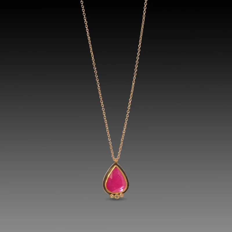 Slim choker necklaces-Ruby Teardrop Necklace