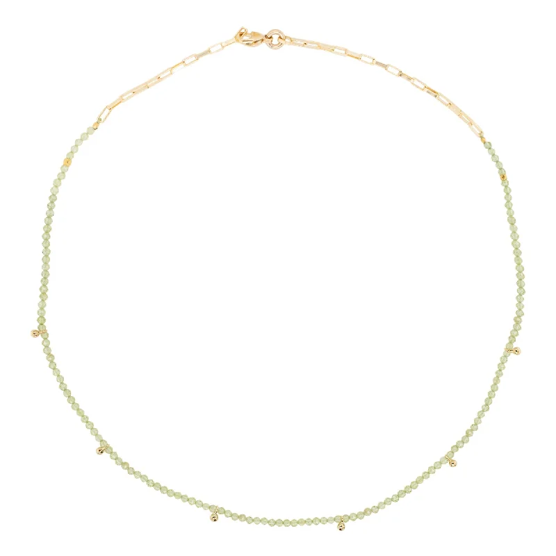 Petite charm necklaces-Peridot Gold Plated Necklace w. Peridot