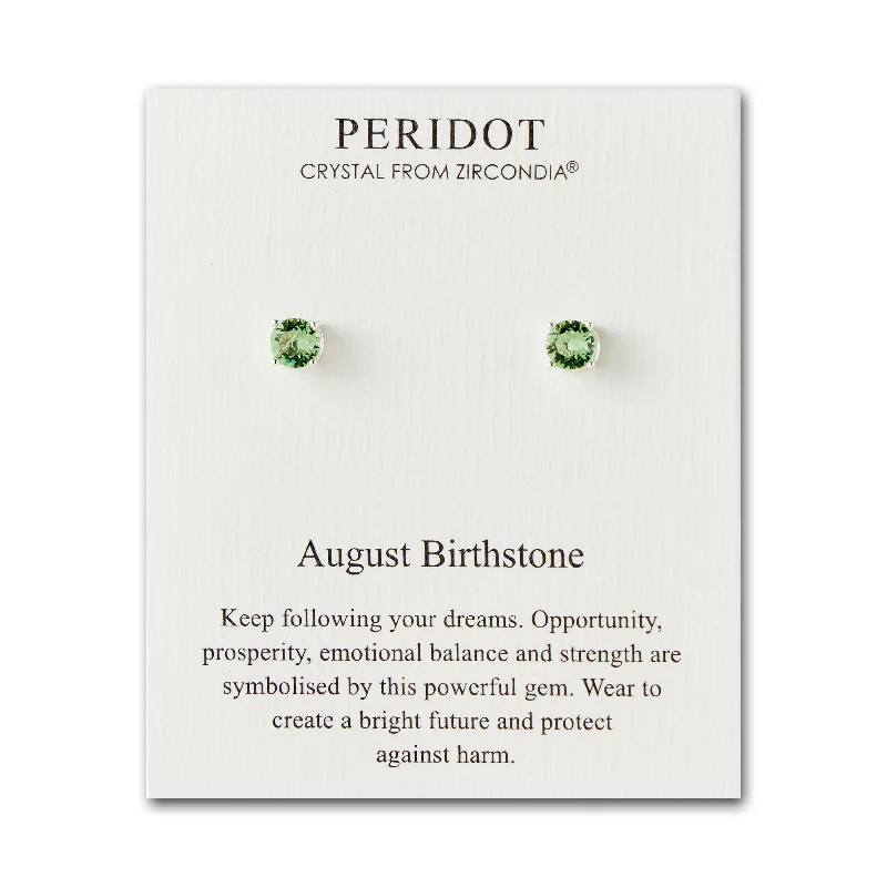 Bowed loop earrings-August (Peridot) Birthstone Earrings Created with Zircondia® Crystals