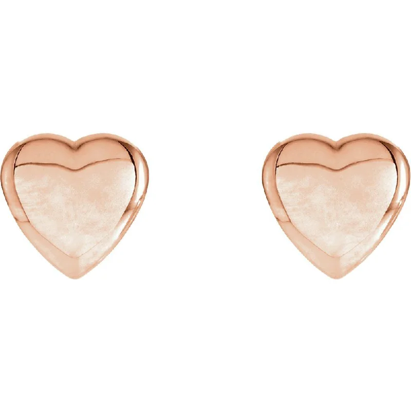 Lavish tier earrings-14k White, Yellow or Rose Gold Solid Heart Post Earrings, 8mm