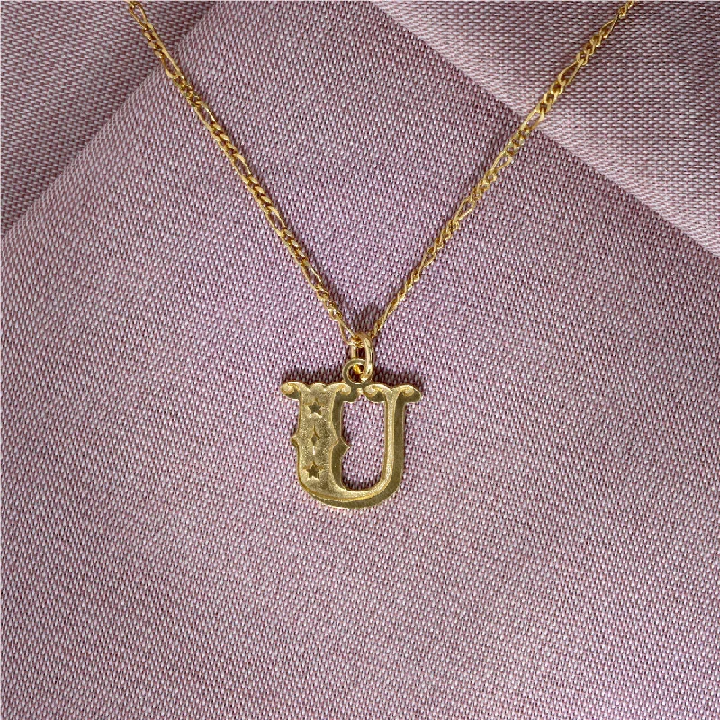 Moonstone healing necklaces-Circus Letter U Gold Plated Necklace