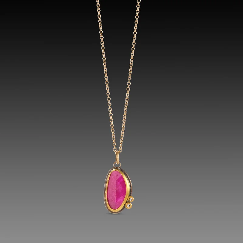 Cane weave necklaces-Organic Ruby Necklace with Diamonds