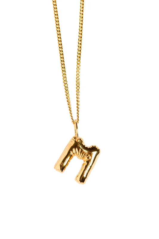 Jet black necklaces-Letter M Gold Plated Necklace