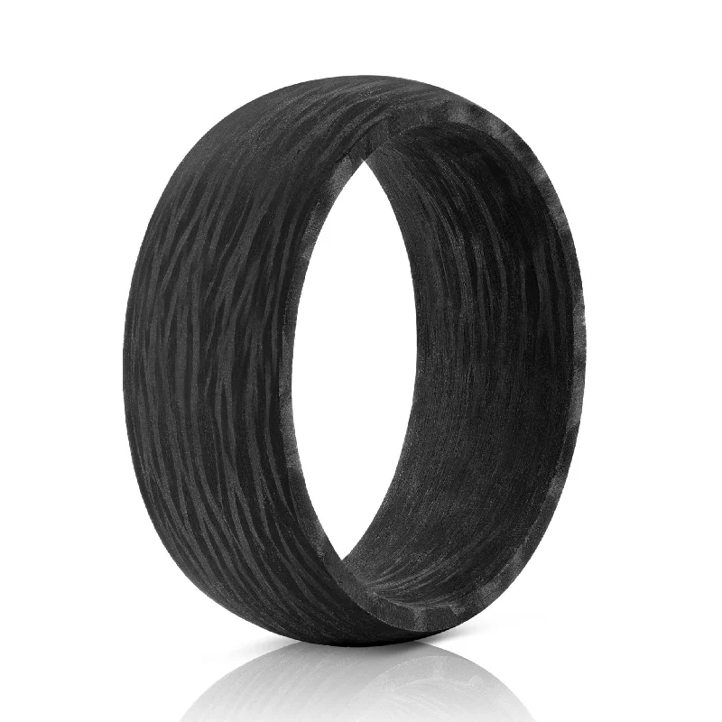 Carved texture rings-Carbon Fiber Ring - Minimalist