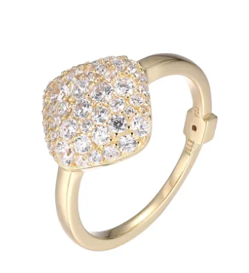 Carved band rings-Glimmer Yellow Gold Plated Diamond Shape Cubic Zirconia Ring by ELLE