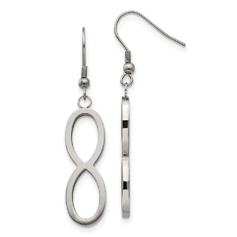 Ancient coin earrings-Brushed Infinity Symbol Dangle Earrings in Stainless Steel