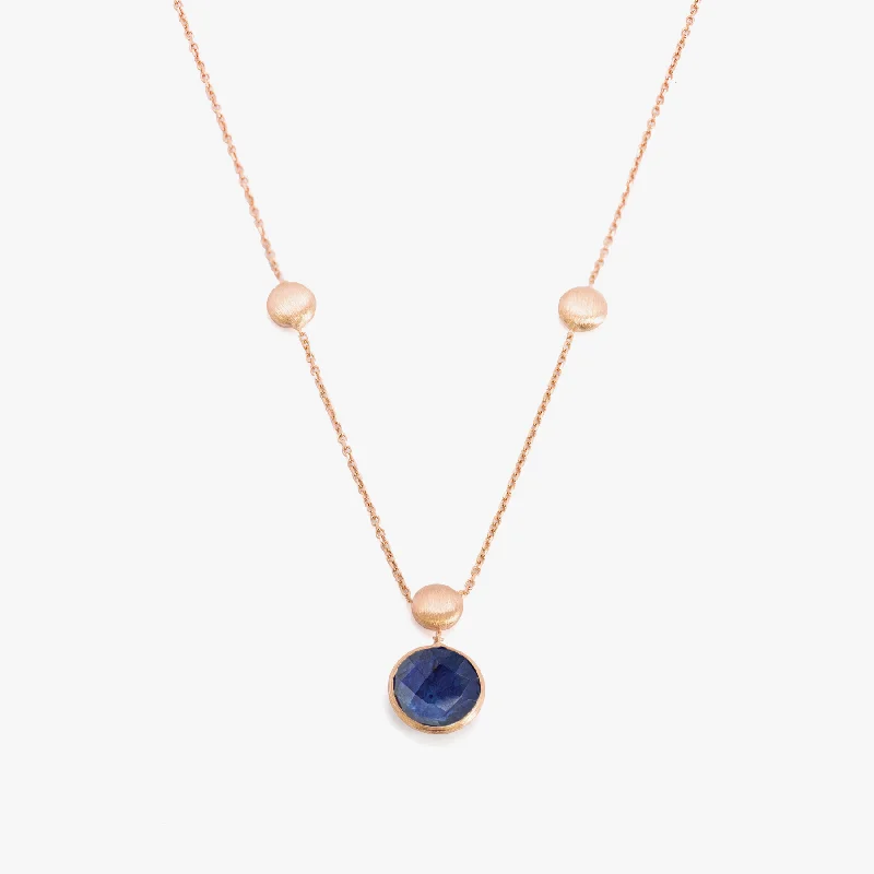 Edgy art necklaces-14K satin rose gold Kensington single stone necklace with sapphire