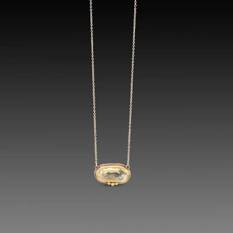 Wave shape necklaces-Clear Topaz Necklace with Diamond Trio