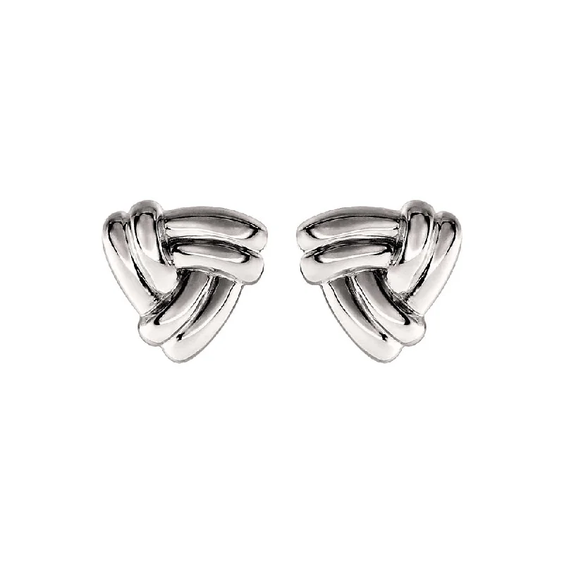 New moon earrings-8mm Trinity Knot Stud Earrings in 14k White Gold