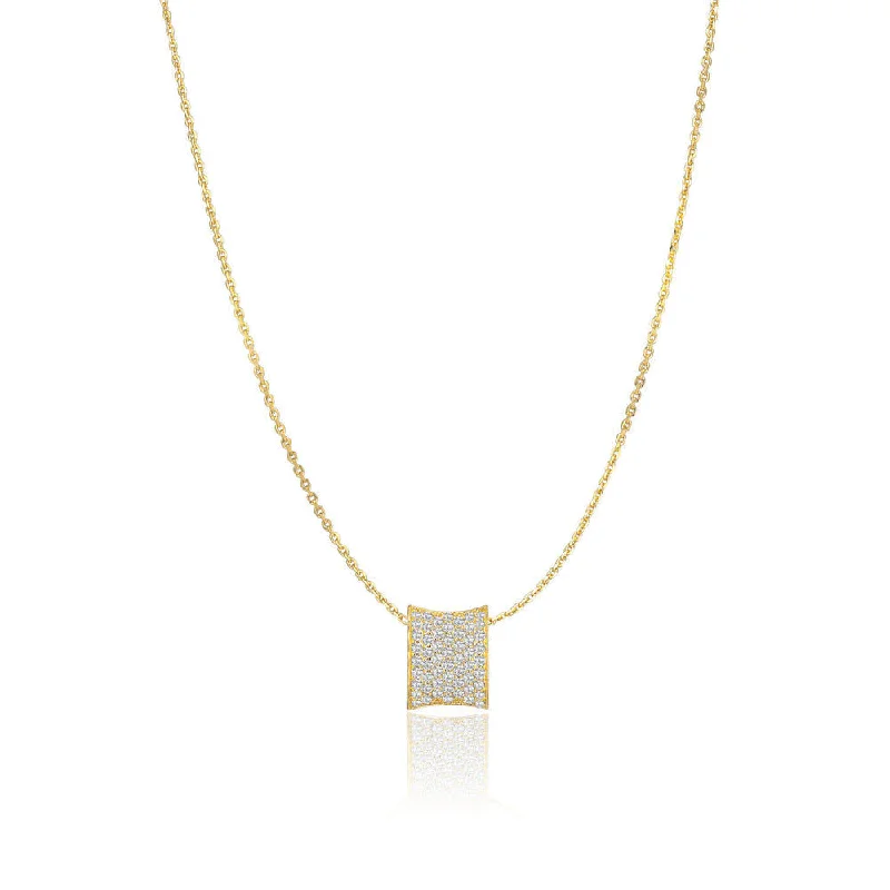 Sacred cross necklaces-Felline Concavo 18K Gold Plated Necklace w. Zirconias