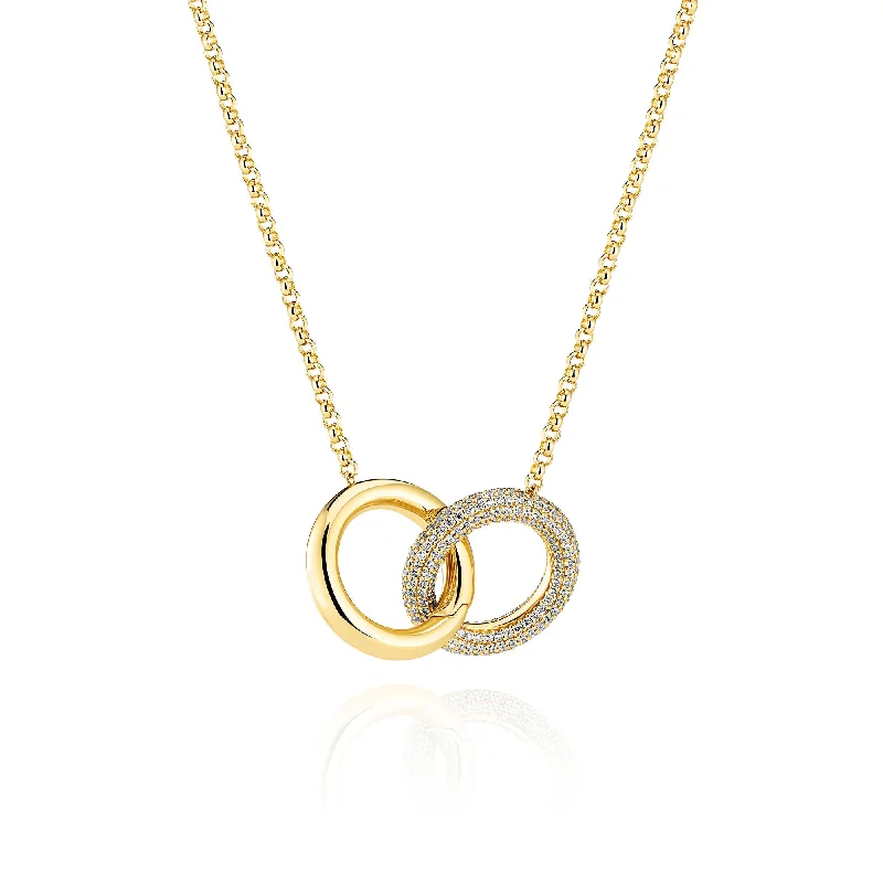 Warding eye necklaces-Carrara Due Grande Gold Plated Necklace w. Zirconia