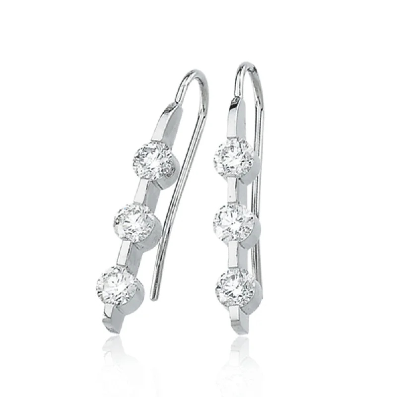 Little wing earrings-14k White Gold 1 1/2 Cttw Three Diamond Earrings