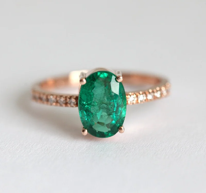 Classic cameo rings-Stella Oval Emerald Ring