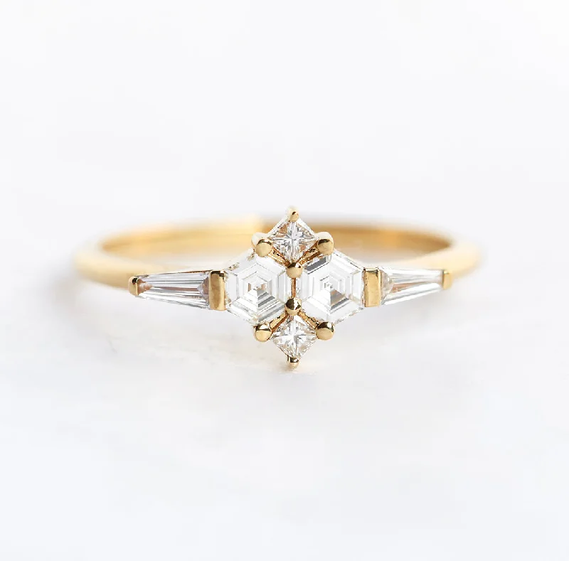 Triple-tone rings-Ivy Art Deco Diamond Cluster Ring