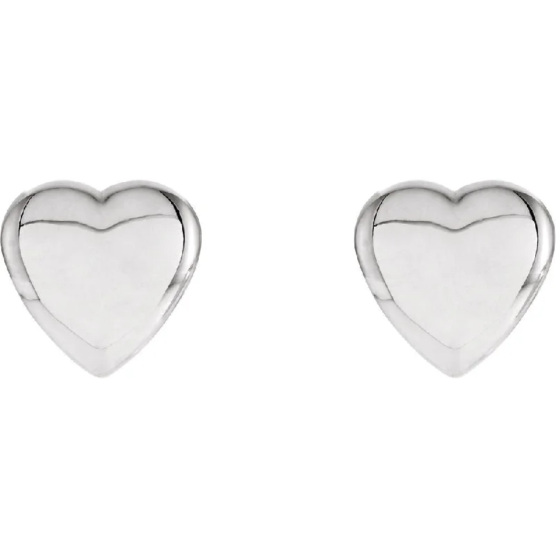 Solar themed earrings-Sterling Silver Solid Heart Post Earrings, 8mm