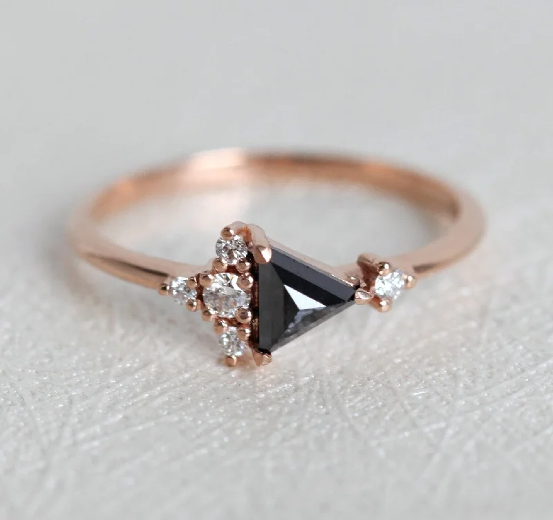 Sturdy gold rings-Lena Black Diamond Cluster Ring