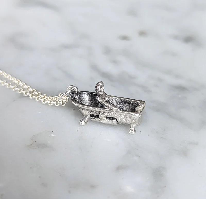 Tailored initial necklaces-Antique Cheeky Bath Pendant Necklace