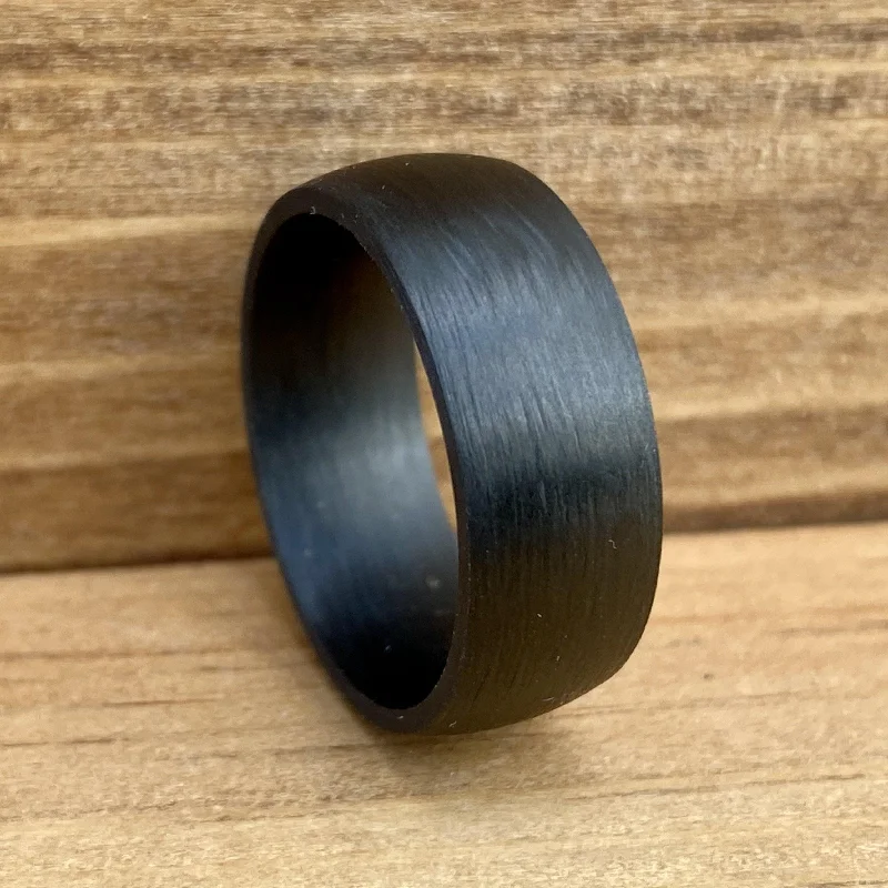 Classic vow rings-“The Machinist” 8mm Black Pure Carbon Fiber Ring