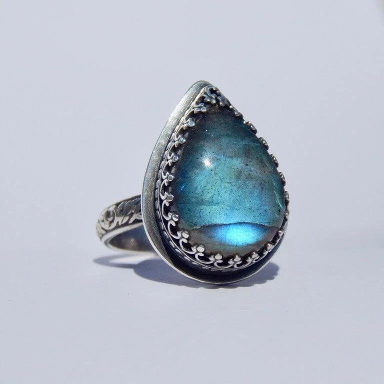 Wave shape rings-The Cerulean Ring - Size 8 (can be sized up to 9)