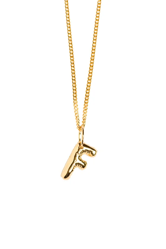 Bowed pendant necklaces-Letter F Gold Plated Necklace