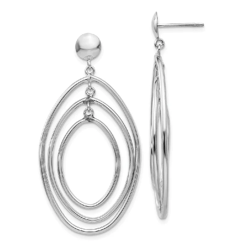 Flip-sided earrings-Triple Oval Dangle Post Earrings in 14k White Gold