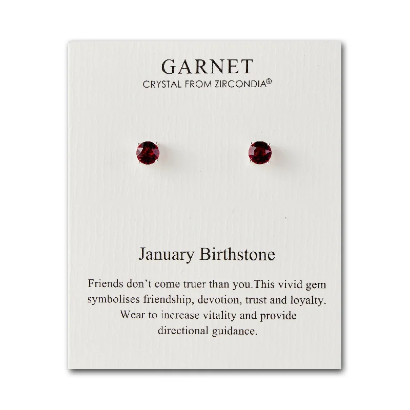 Nomad weave earrings-January (Garnet) Birthstone Earrings Created with Zircondia® Crystals