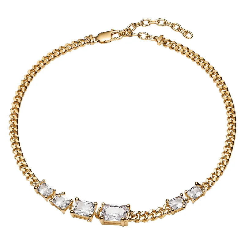 Morganite pendant necklaces-Roppongi Chandelier Gold Plated Necklace w. Zirconia