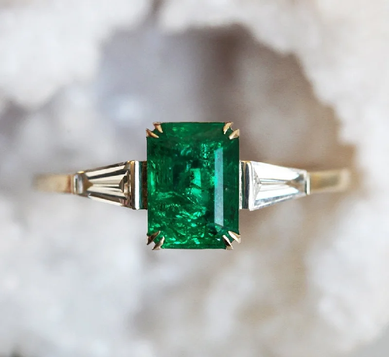 Multi-gem rings-Cleo Emerald Ring With Accent Stones