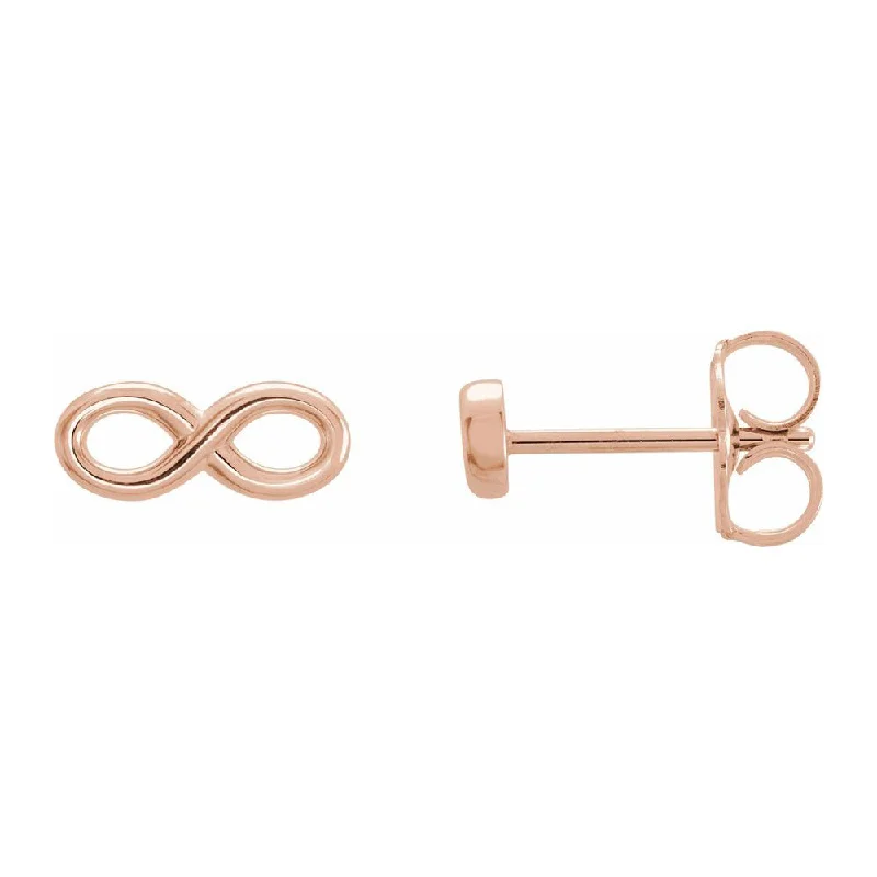 Spinel stone earrings-14K Yellow, White or Rose Gold Infinity Inspired Post Earrings 3.5x9mm