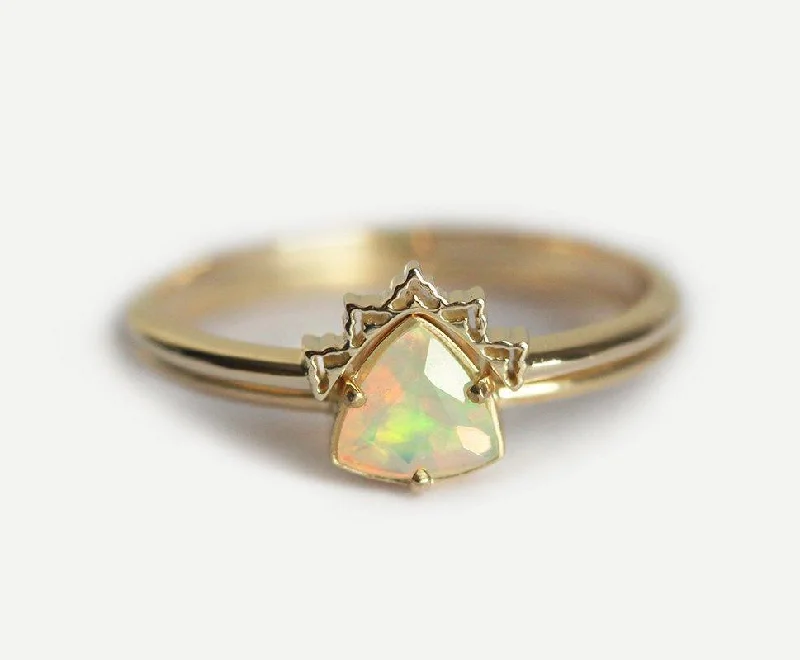 Spinel stone rings-Bernice Trillion Opal Ring Set