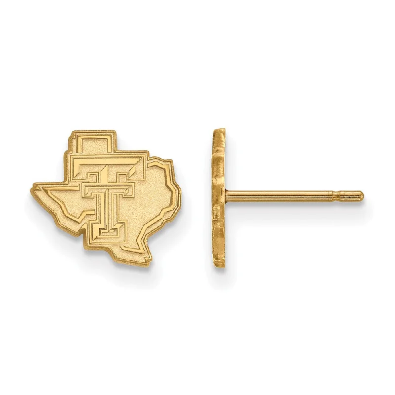 Token coin earrings-14k Gold Plated Silver Texas Tech University XS (Tiny) Post Earrings