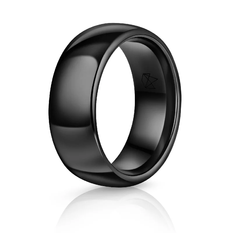 Trapezoid shape rings-Black Ceramic Ring - Minimalist