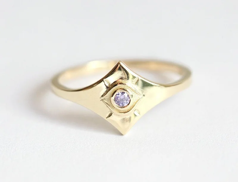 Topaz solitaire rings-Ellison Tanzanite Evil Eye Ring