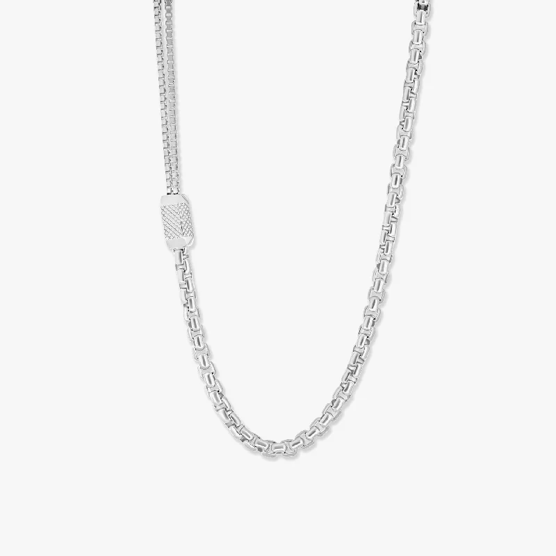 Five-strand necklaces-Hexade Box Chain Necklace In Rhodium Plated Silver