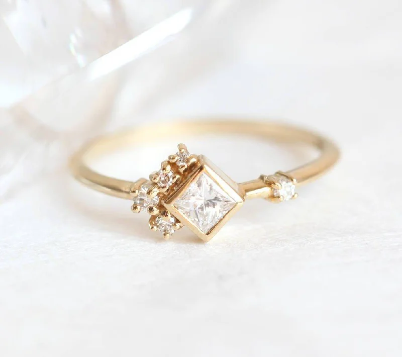 Stained wood rings-Emberlynn Princess Cut Diamond Cluster Ring