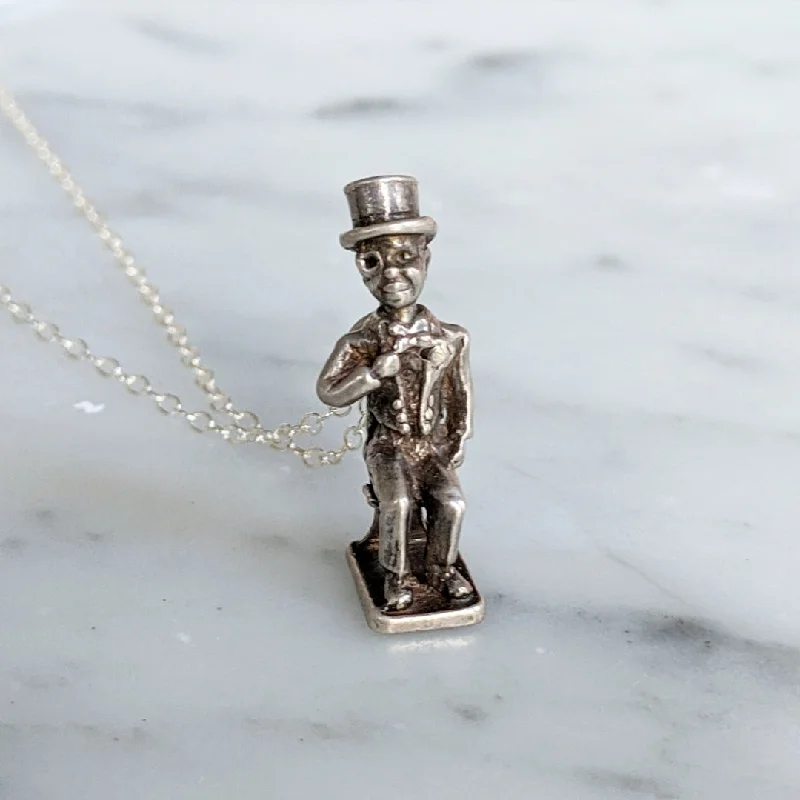 Twisted link necklaces-Antique Bobble Head Ventriloquist Dummy Necklace