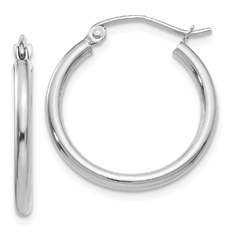 Lavish statement earrings-2mm x 20mm 14k White Gold Classic Round Hoop Earrings