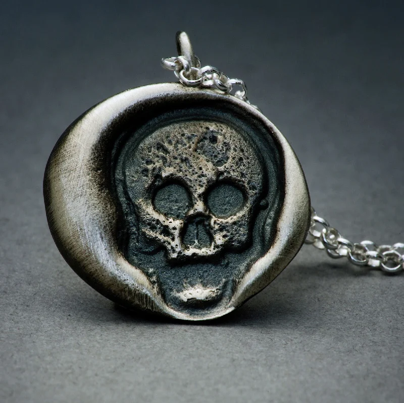 Ametrine necklaces-Memento Mori Skull Wax Seal Necklace