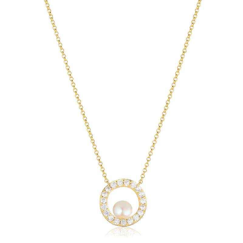 Five-layer necklaces-Ponza Circolo 18K Gold Plated Necklace w. Zirconias