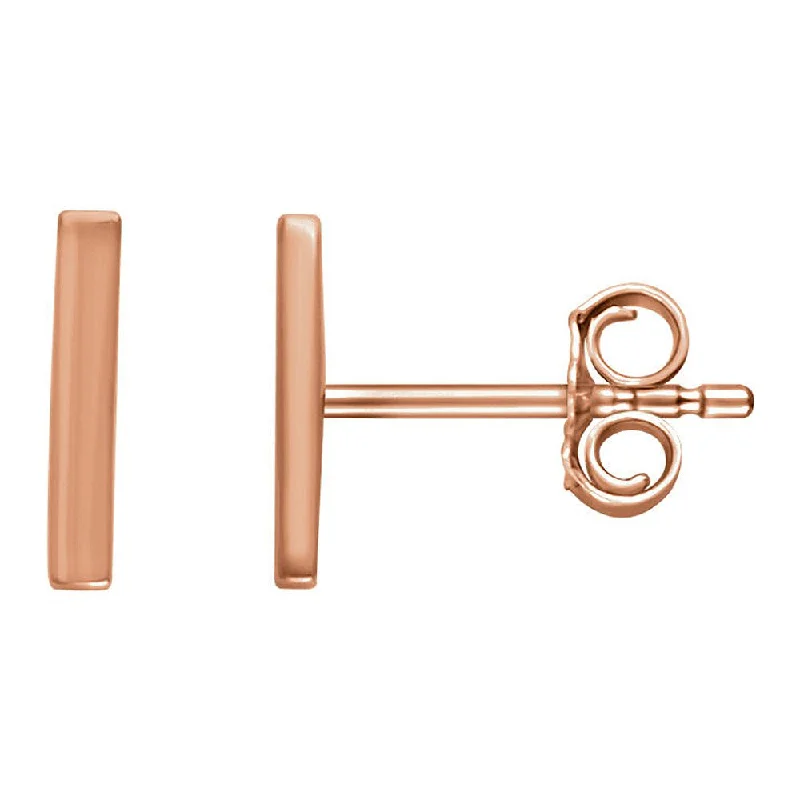 Classic flair earrings-1.8 x 8.7mm (3/8 Inch) 14k Rose Gold Small Vertical Bar Earrings