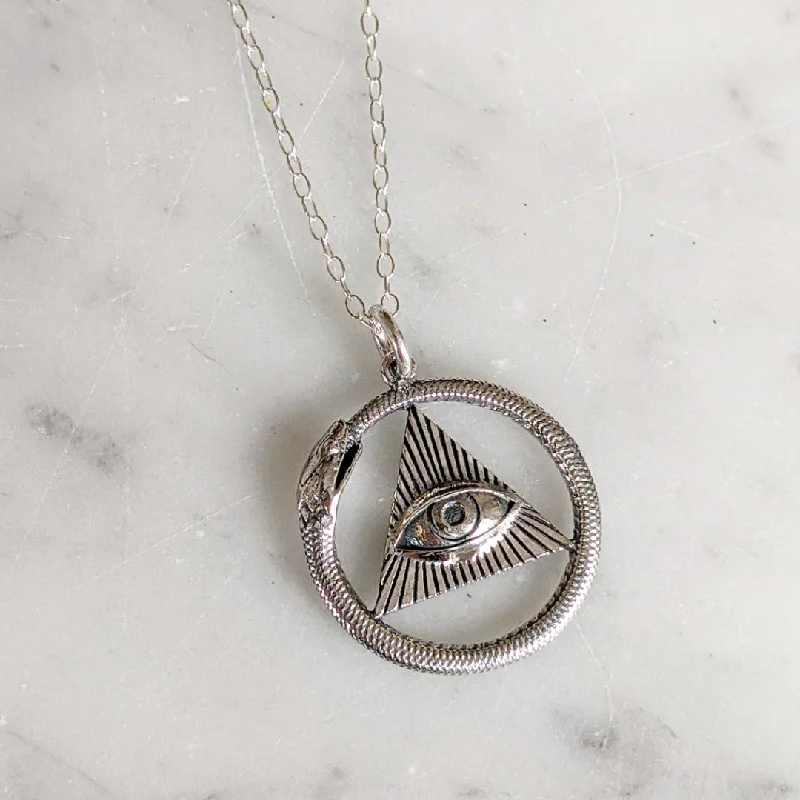 Quirky charm necklaces-Ouroboros All Seeing Eye Talisman Necklace