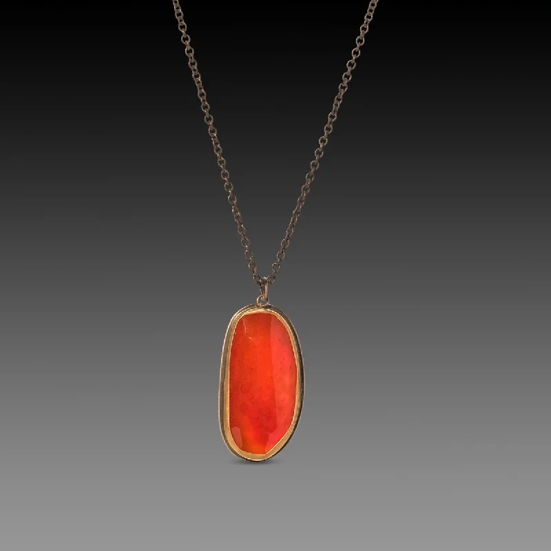 Warding eye necklaces-Brilliant Rose Cut Carnelian Necklace