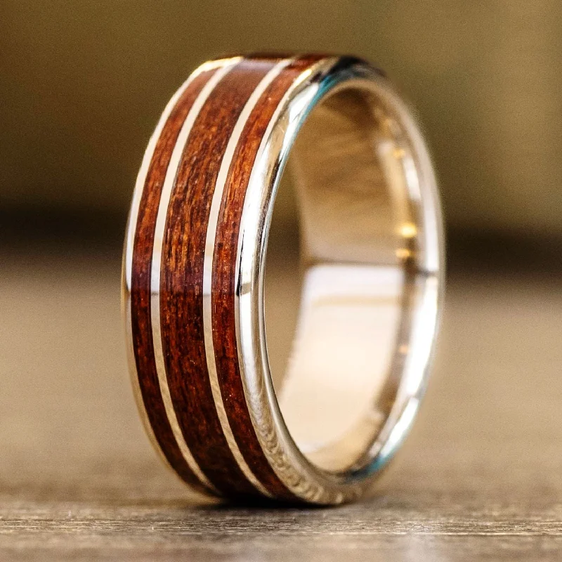 Hope charm rings-The Providence | Men's Gold Wedding Ring with African Mahogany Wood