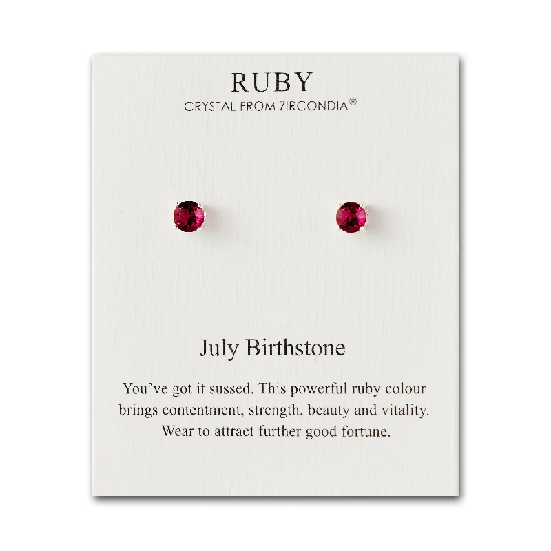 Gleaming gem earrings-July (Ruby) Birthstone Earrings Created with Zircondia® Crystals