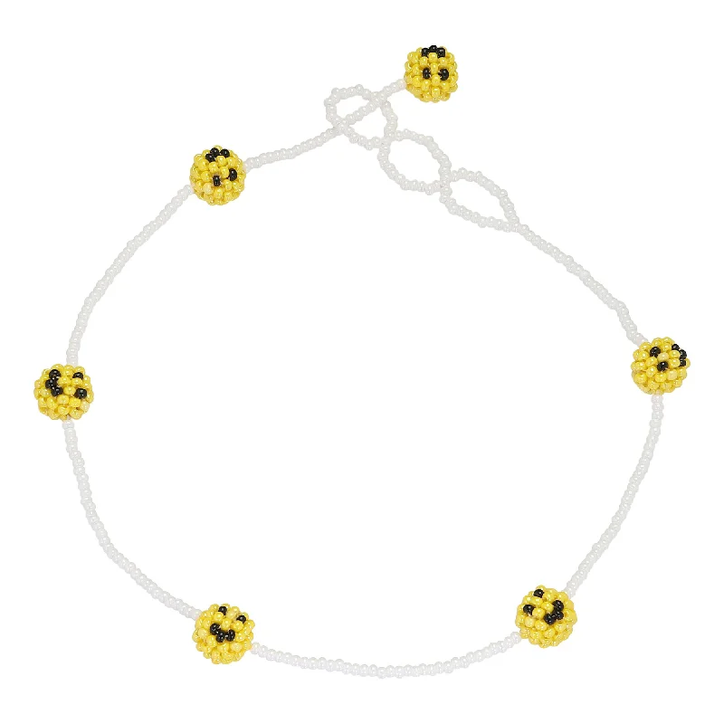 Knit weave necklaces-Smiley Necklace Yellow Beads