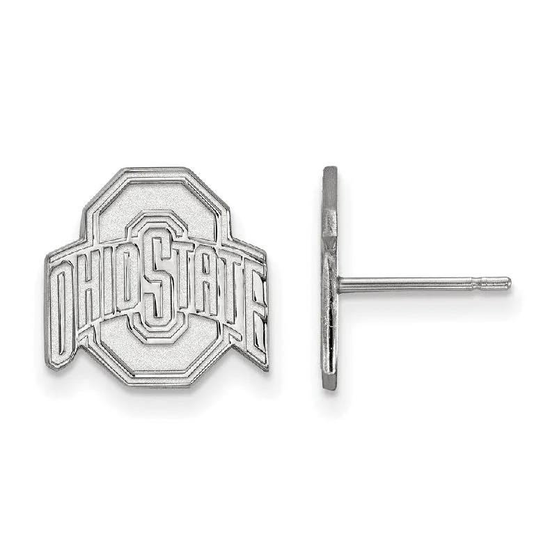 Breezy hoop earrings-14k White Gold Ohio State University Small Logo Post Earrings