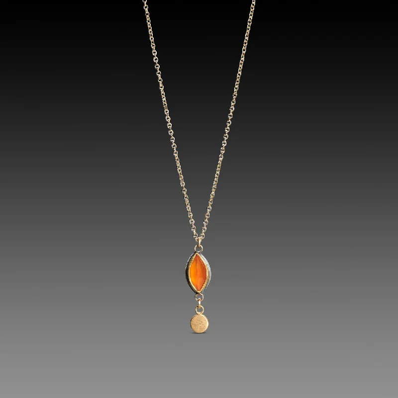 River glass necklaces-Carnelian Marquis Necklace