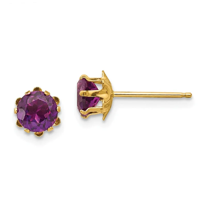 Solar themed earrings-Kids 5mm Synthetic Alexandrite Birthstone 14k Gold Stud Earrings